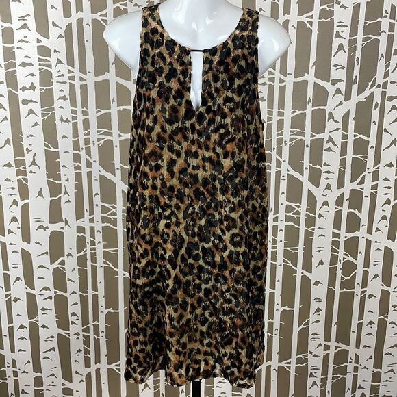 Lavender Brown Burnout Velvet Leopard Print Trapeze Style Dress sz L - Picture 6 of 8